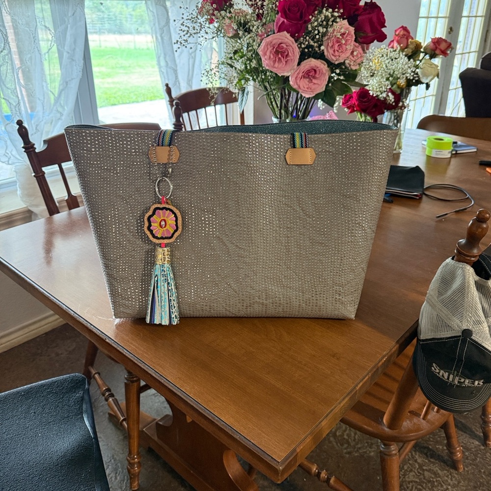 Consuela Silver Shoulder Bag with Colorful Tassel